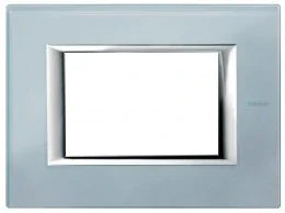 Placca 3 Posti BTicino Axolute Vetro Azzurro Sera HA4803VZS - Design Elegante e Materiale Resistente