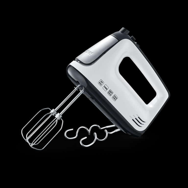 Sbattitore Elettrico HM 3830 - 400 W, 5 Velocità, Design Ergonomico, Accessori Inclusi, Argento/Bianco/Nero