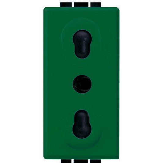 Presa 2P+T 10/16A Bipasso 250Vac Verde - BTicino L4180V con Alveoli Schermati e Versatilità