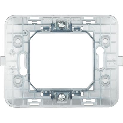 Supporto 2 moduli per scatola art. 500 e art. 502E, compatibile con placche AM4802, colore grigio.