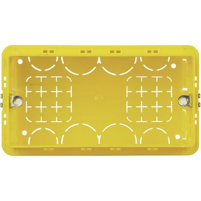 Yellow resin in-wall box for 4 modules, dimensions 135x74x53.5mm, designed for civil series installations.