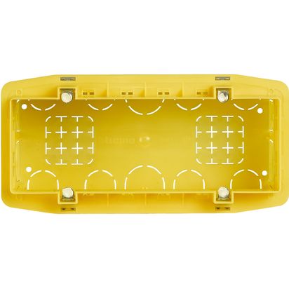 Scatola da incasso gialla per 6/7 moduli, dimensioni 183,5x90x53,5mm, compatibile con serie civili.