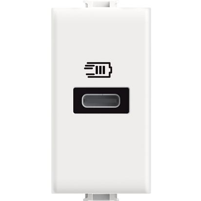 Caricatore USB tipo C 20W con icona di batteria per ricarica veloce di dispositivi elettronici.