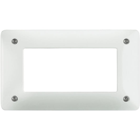 Placca in zama verniciata bianca a 4 moduli antirimozione AM4804WAR con design elegante e moderno.