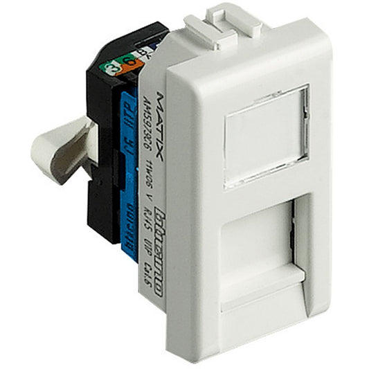 Connettore RJ45 categoria 6A STP AM5979C6S con targhetta identificativa e portello antipolvere - SERIE CIVILE Matix