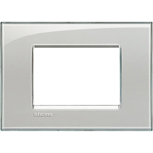 Placca Quadrata 3 Moduli Living Light Grigio Ghiaccio - BTicino LNA4803KG, Design Elegante e Resistente