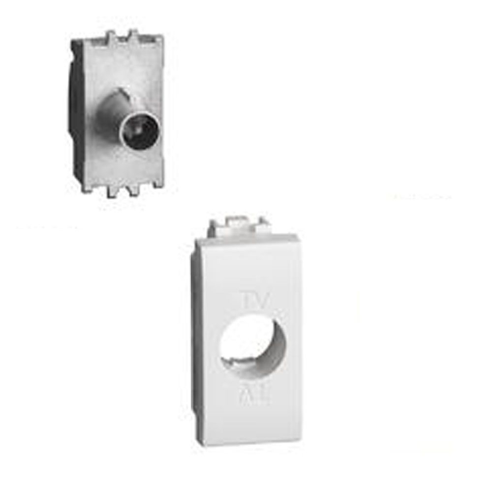 Bticino LivingLight Presa coassiale passante terminale, attenuazione 10dB, per impianti di antenna centralizzati N4202P10N