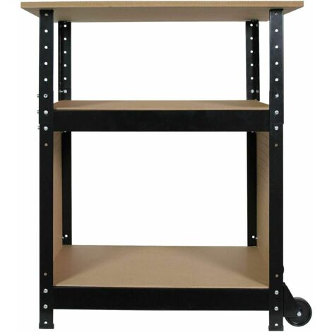 Valex Banchetto da Lavoro con Ruote 1610053 - Piano MDF, Altezza Regolabile, 69x51x83cm